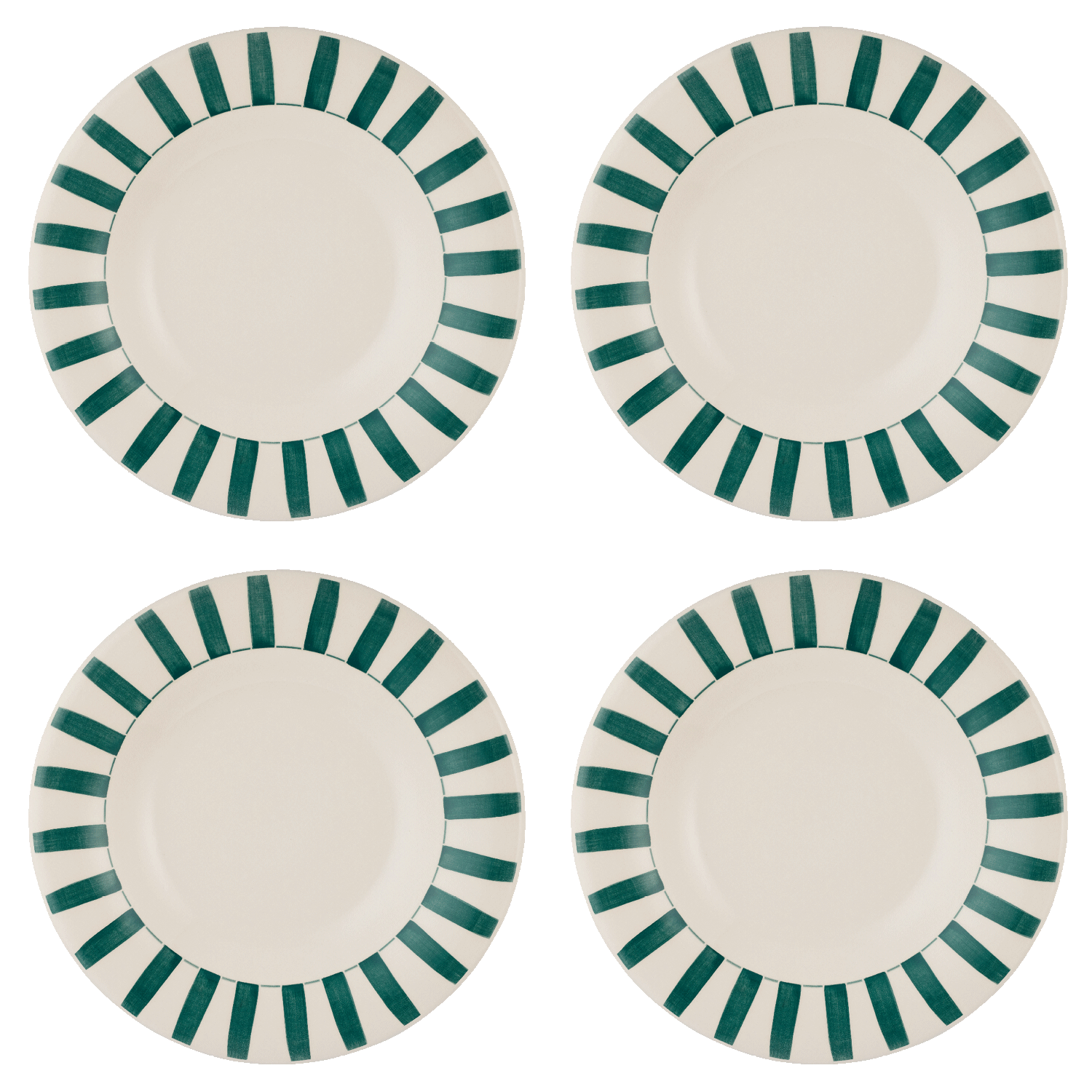 Green Stripes Pasta Plates (Set of 4)