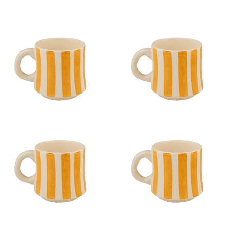 Small Yellow Stripes Mugs (Set of 4)
