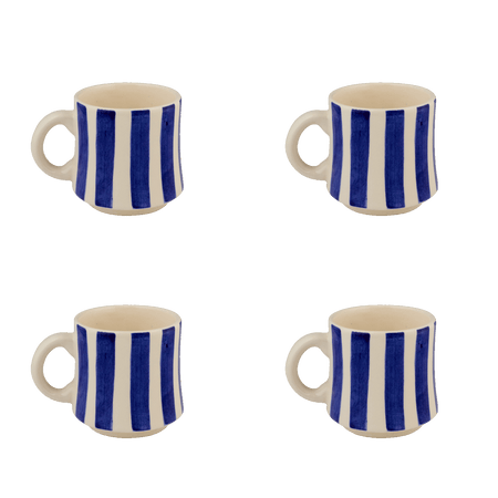 Small Navy Blue Stripes Mugs (Set of 4)