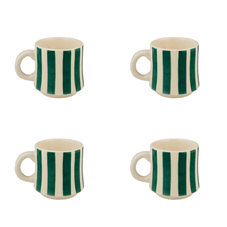 Small Green Stripes Mugs (Set of 4)