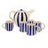 Navy Blue Stripes Tea Set (6 Piece)