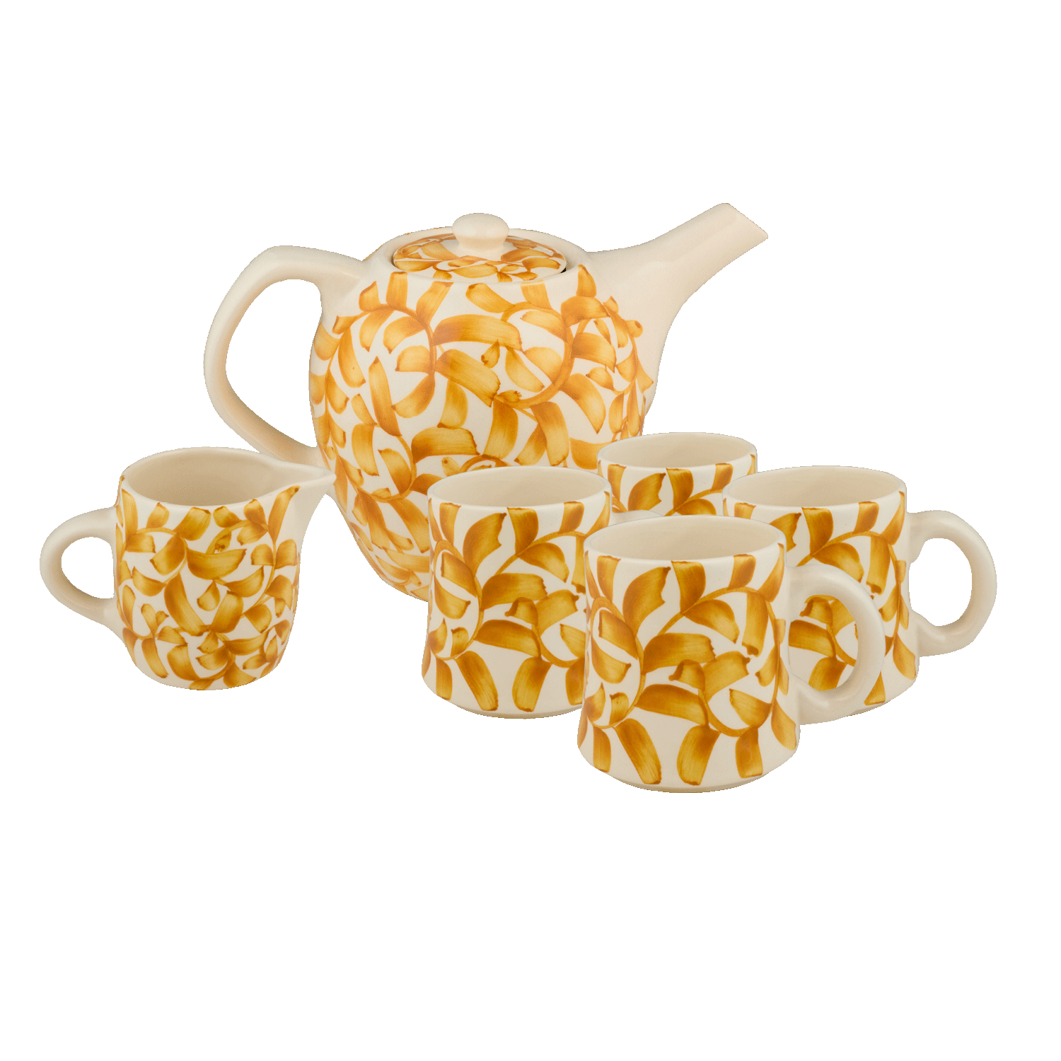 Yellow Scroll Tea Set (6 Piece)