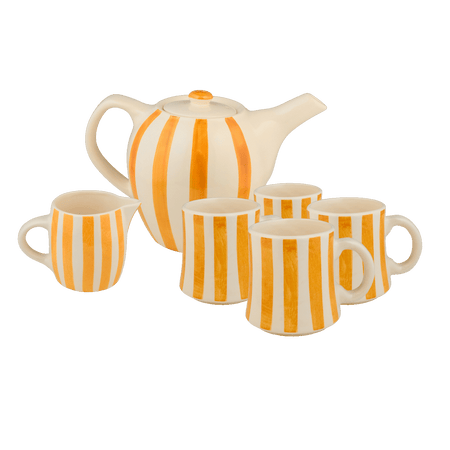 Yellow Stripes Tea Set (6 Piece)