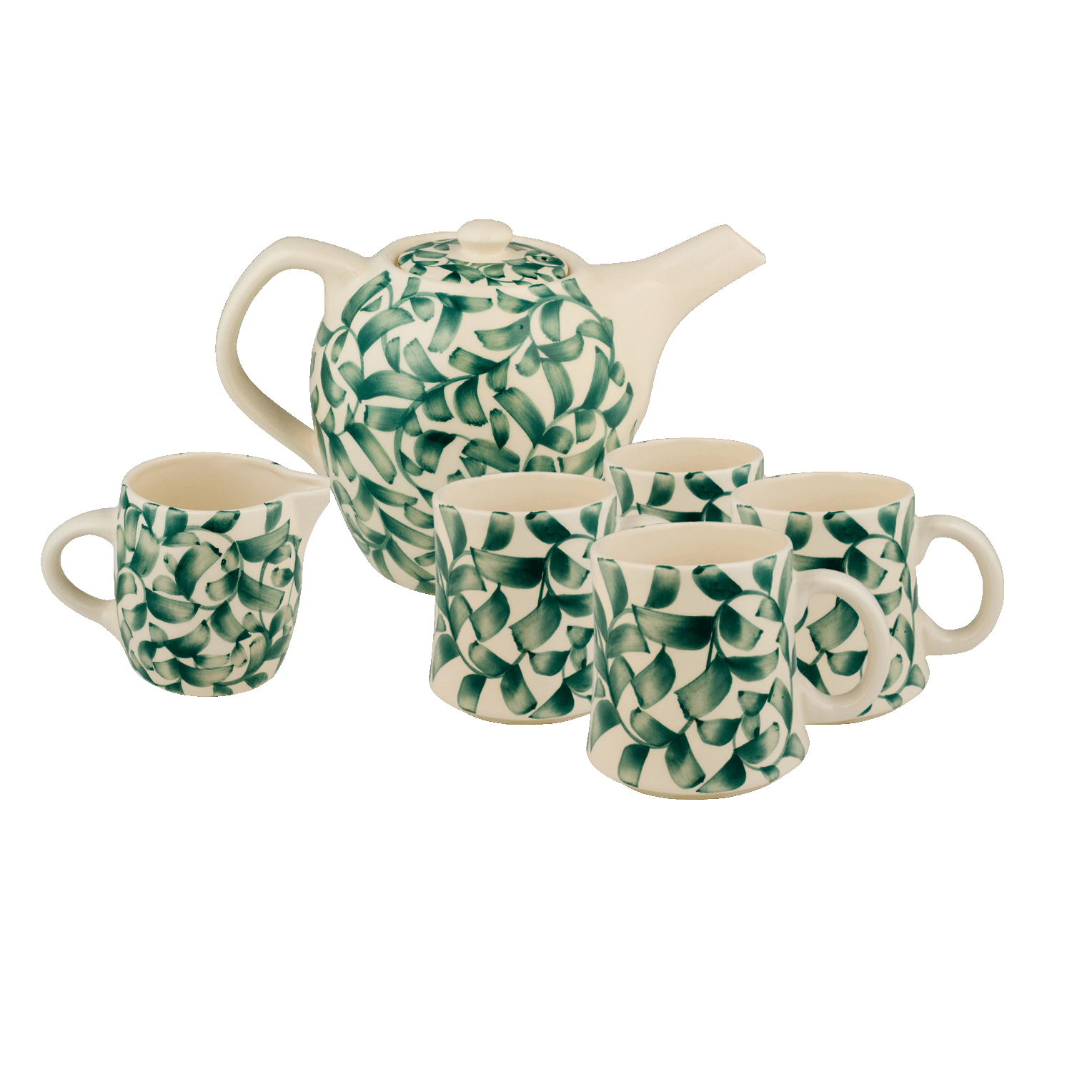 Green Scroll Tea Set (6 Piece)