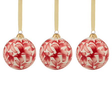 Red Scroll Christmas Baubles (Set of 3)
