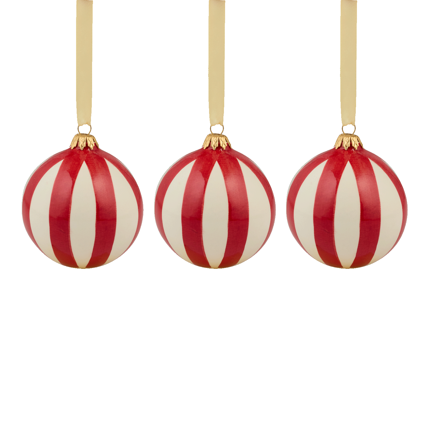 Red Stripes Christmas Baubles (Set of 3)