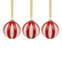 Red Stripes Christmas Baubles (Set of 3)
