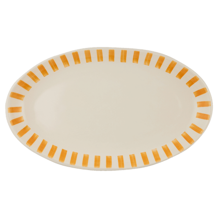 Large Yellow Stripes Oval Platter