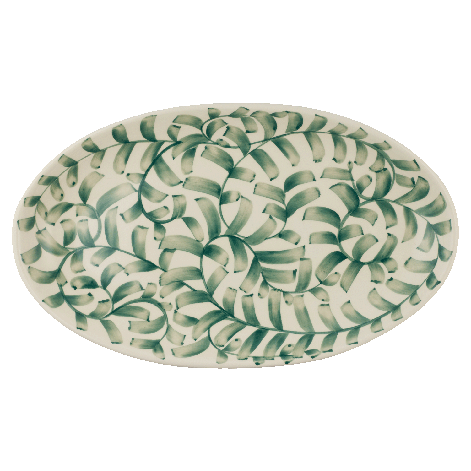 Large Green Scroll Oval Platter