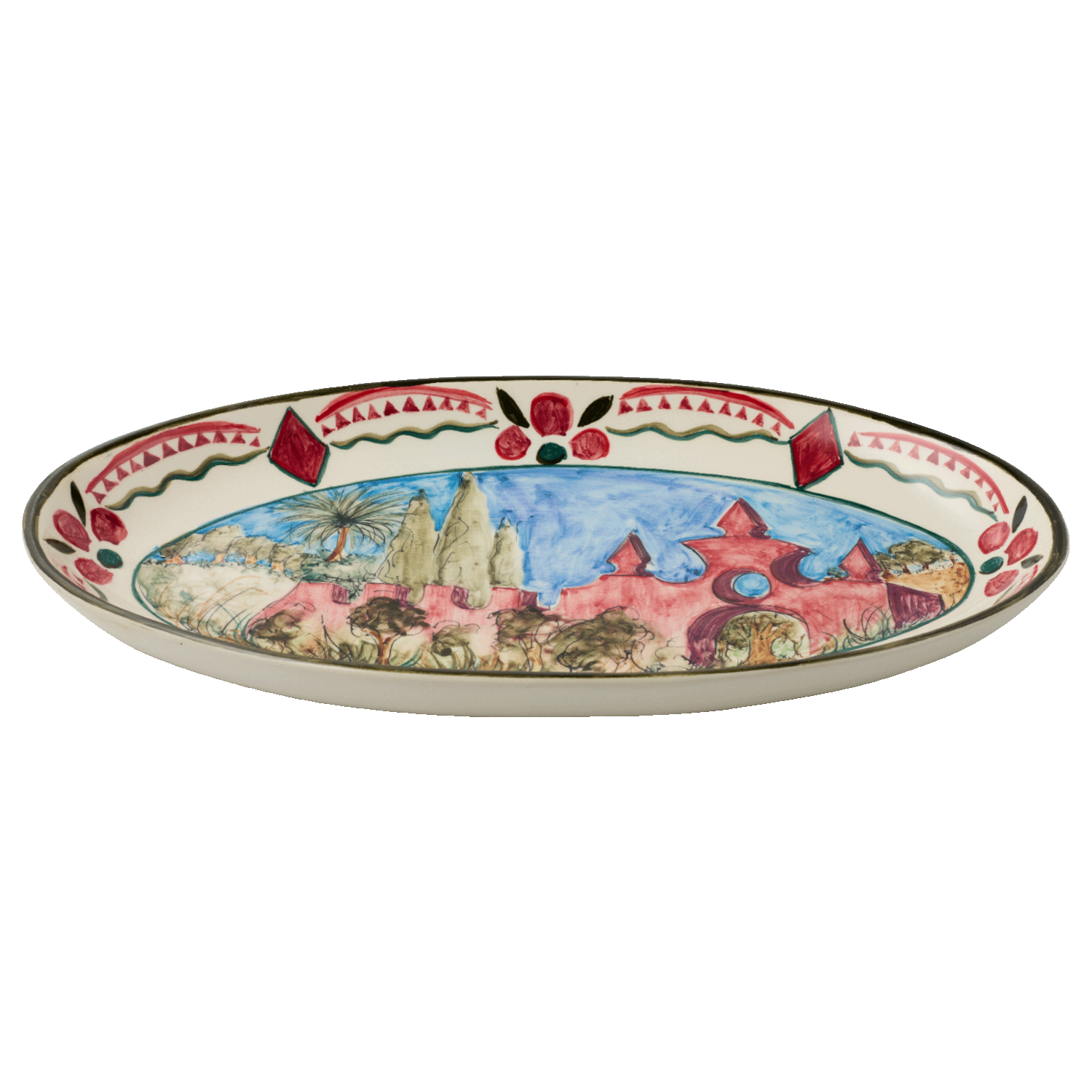 Large Maltese Garden Oval Platter