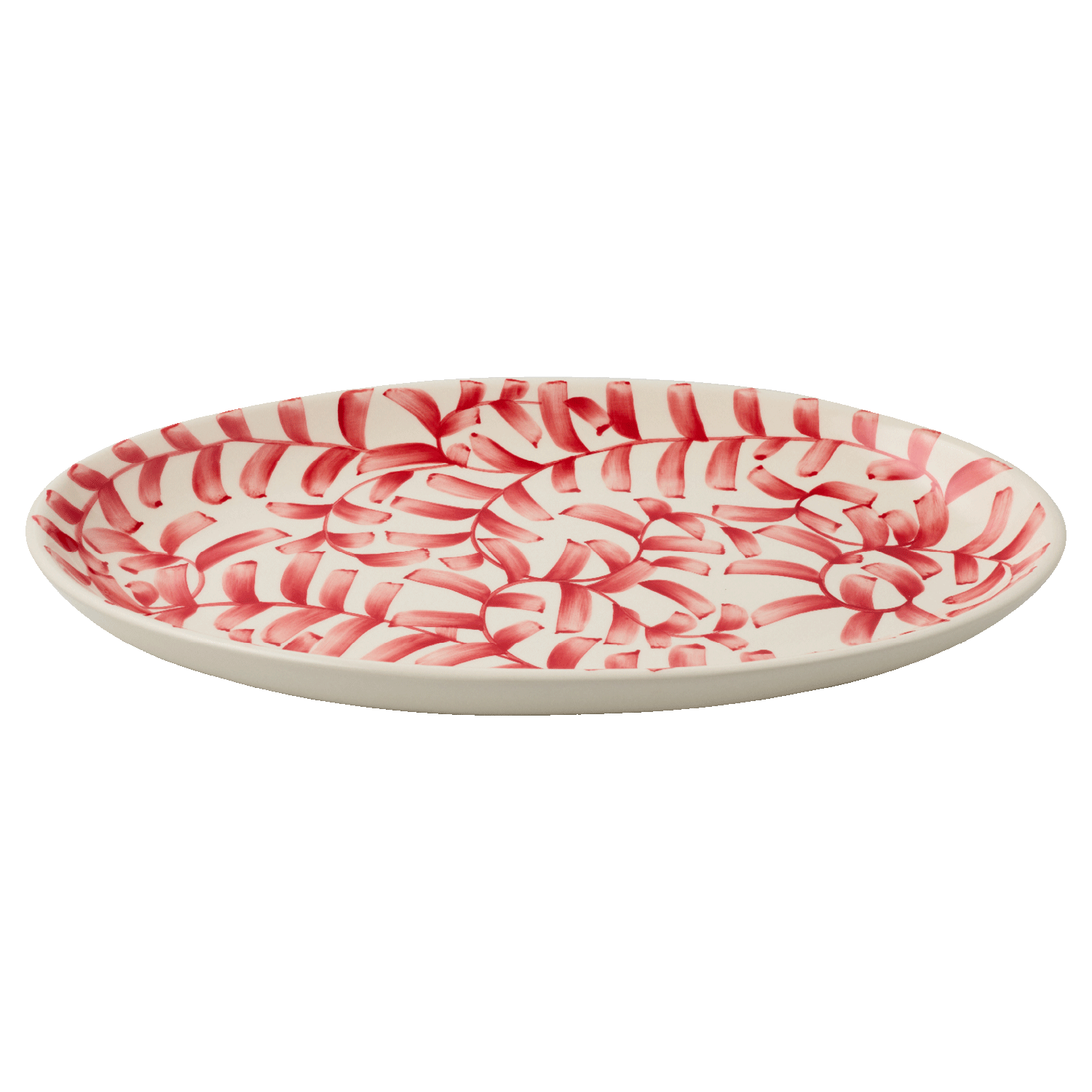 Large Red Scroll Oval Platter