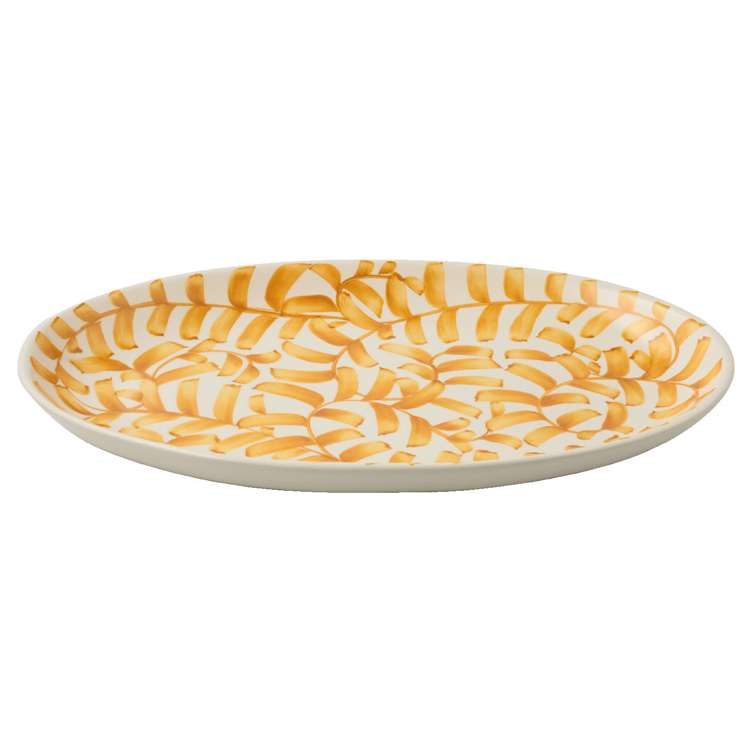 Large Yellow Scroll Oval Platter
