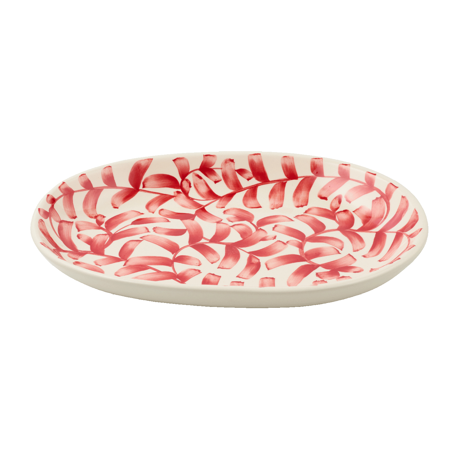 Small Red Scroll Oval Platter