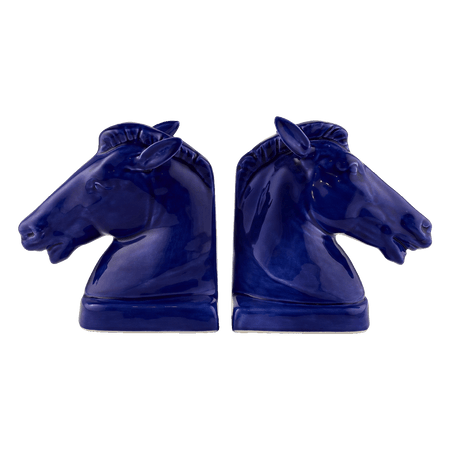 Pair of Blue Horse Bookends