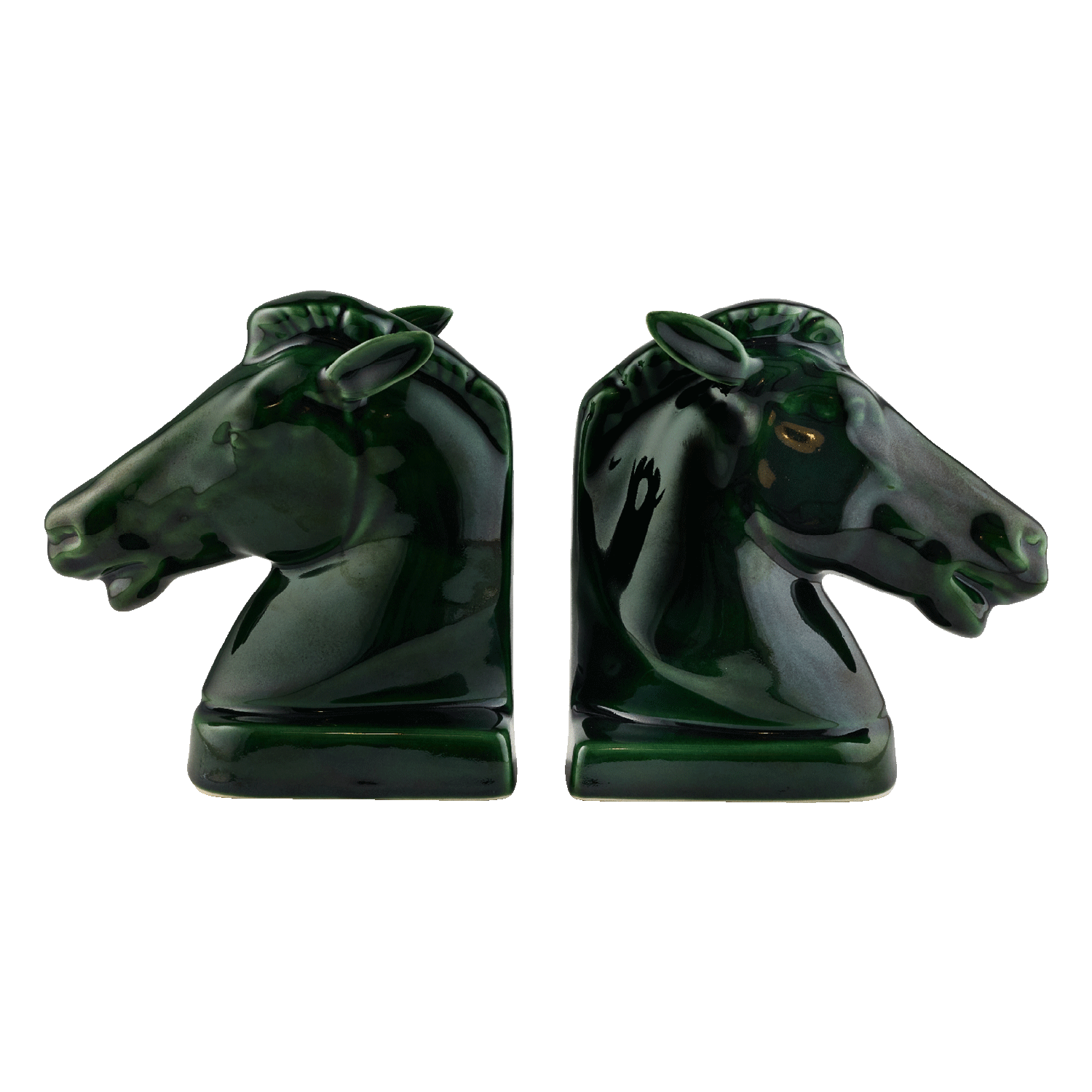 Pair of Emerald Green Horse Bookends