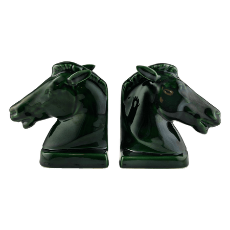 Pair of Emerald Green Horse Bookends