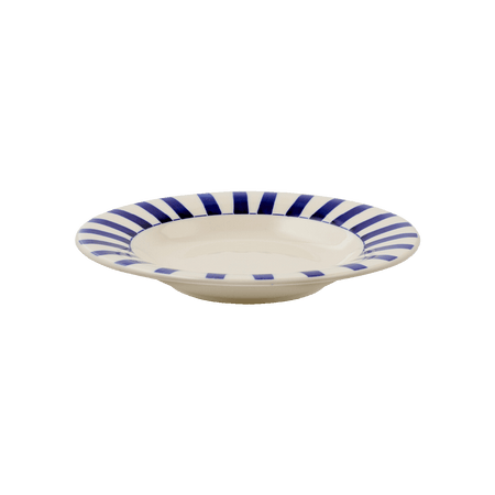 Navy Blue Stripes Pasta Plate