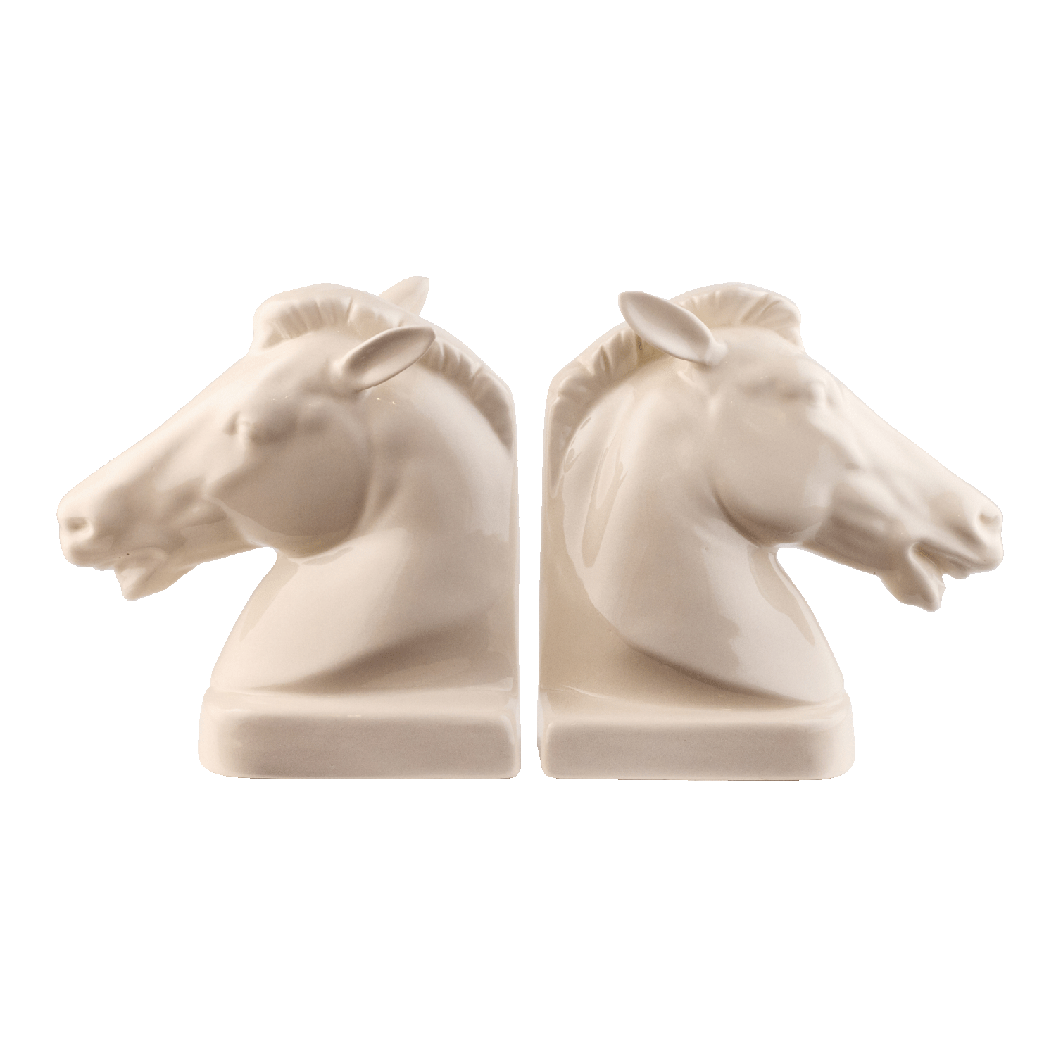 Pair of Cream Horse Bookends