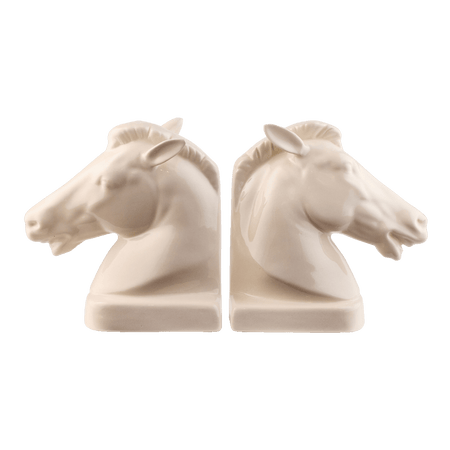 Pair of Cream Horse Bookends