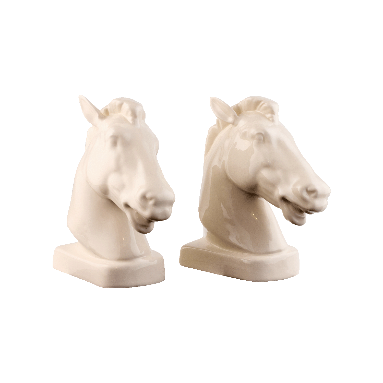 Pair of Cream Horse Bookends