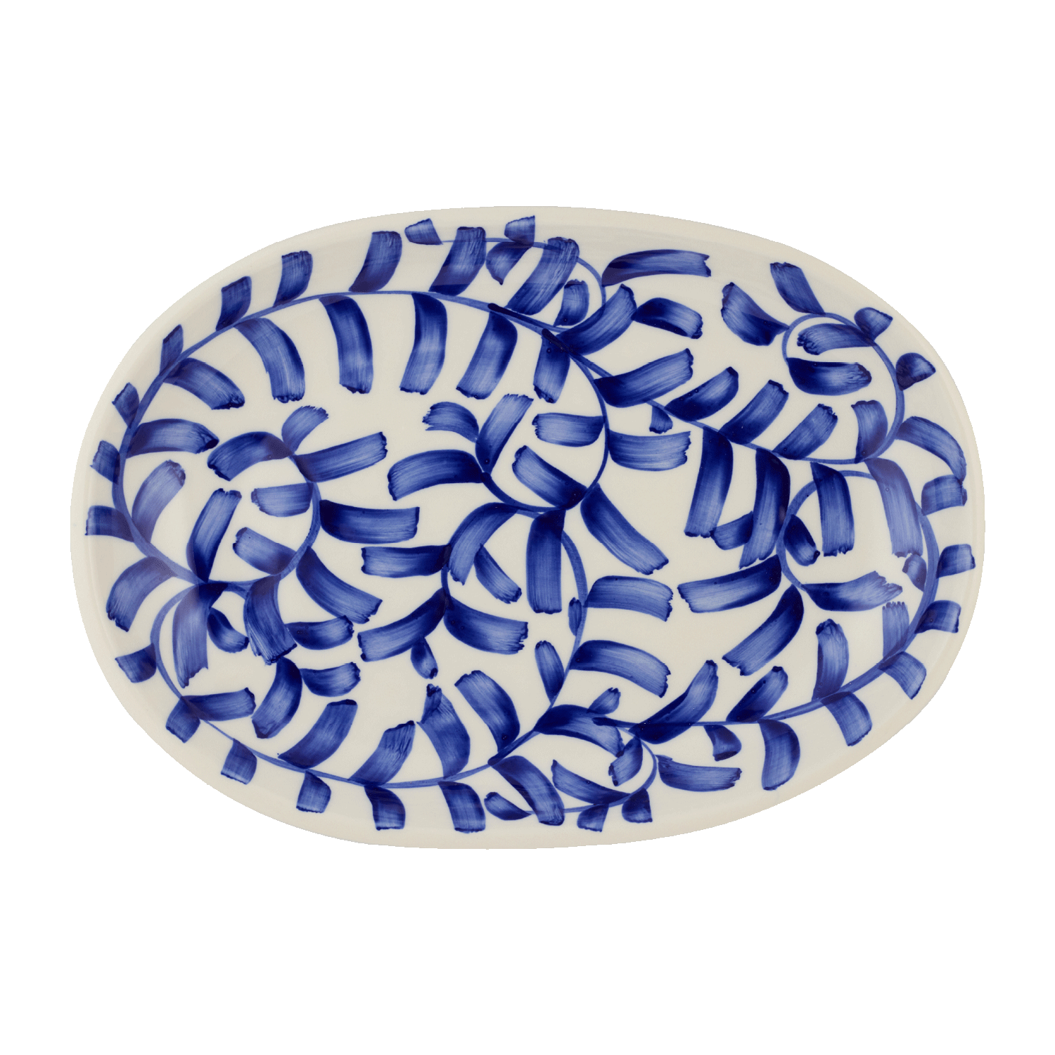 Small Navy Blue Scroll Oval Platter