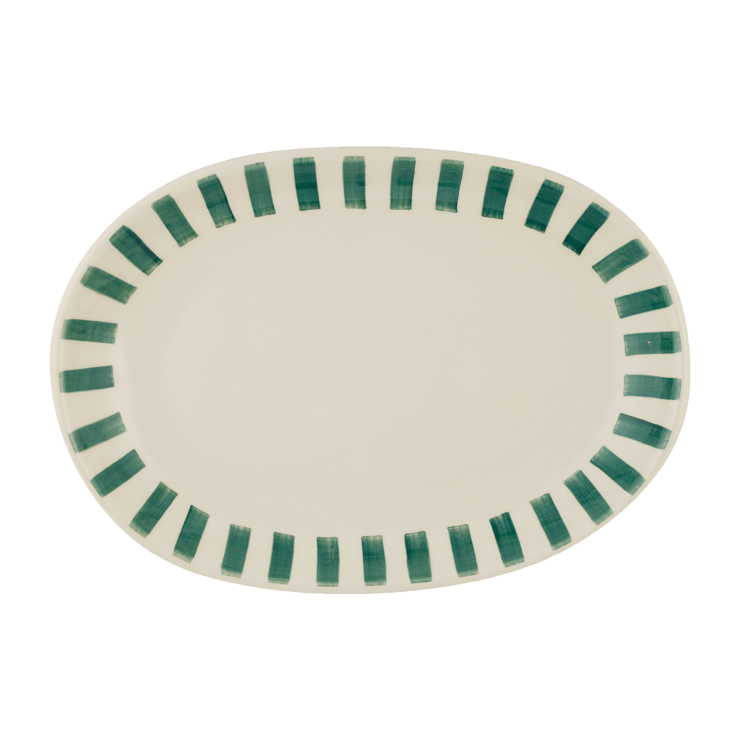 Small Green Stripes Oval Platter