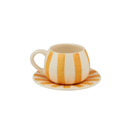 Yellow Stripes Coffee Cup & Saucer