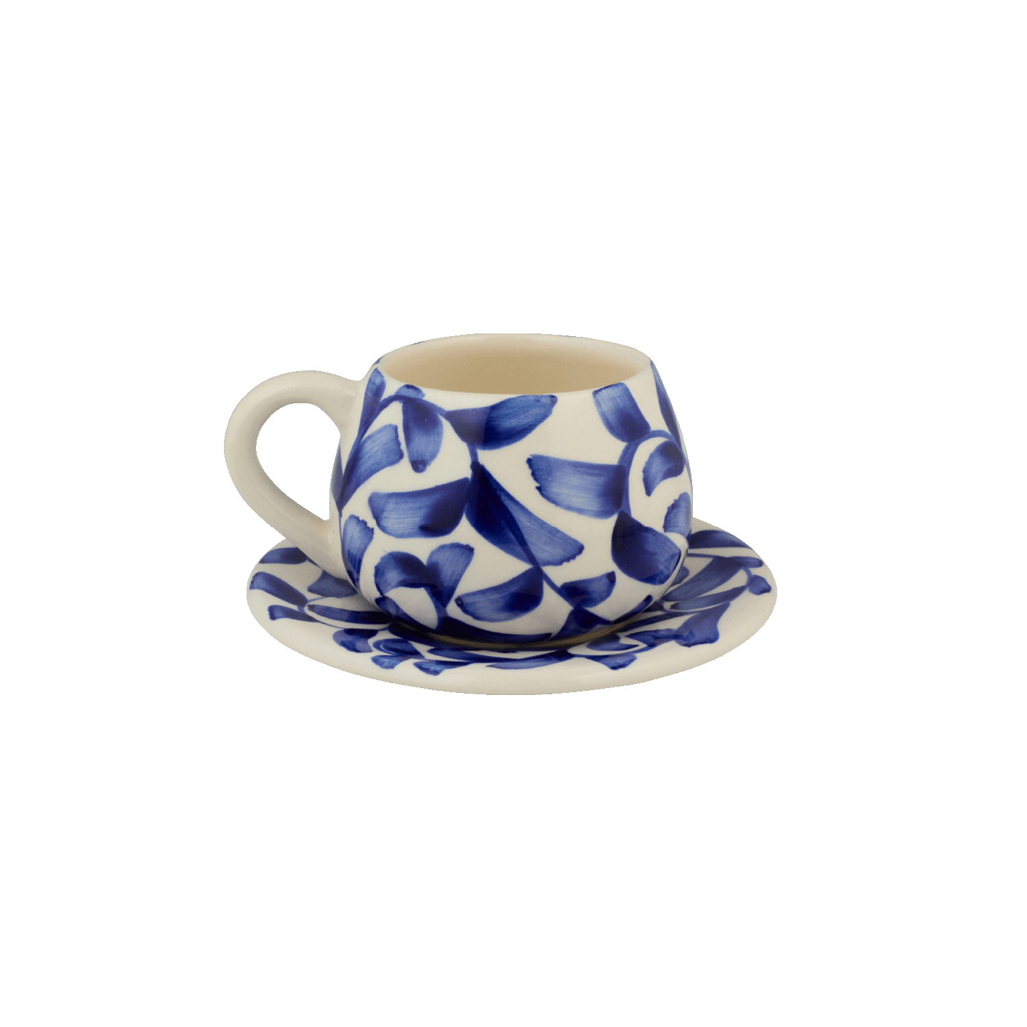 Navy Blue Scroll Coffee Cup & Saucer