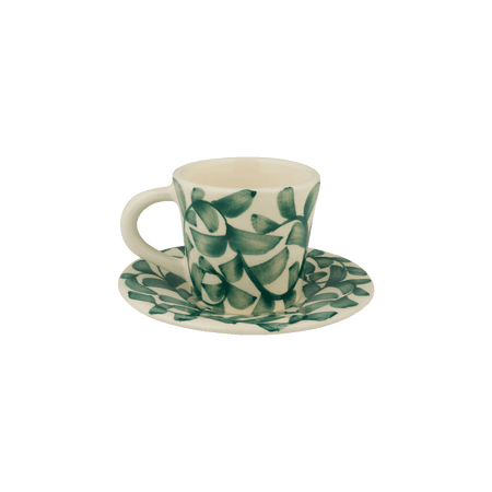 Green Scroll Espresso Cup & Saucer