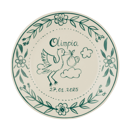 Personalised Sage Birth Plate