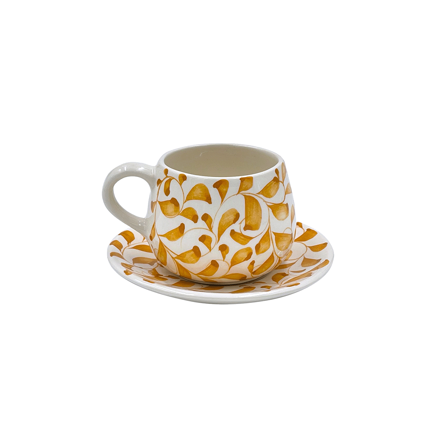 Yellow Scroll Coffee Cup & Saucer