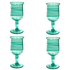 Handblown Cyan Spiral Wine Glasses (Set of 4)