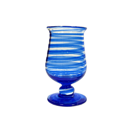 Handblown Indigo Spiral Water Glass