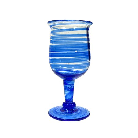 Handblown Indigo Spiral Wine Glass