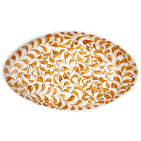 Large Yellow Scroll Oval Platter