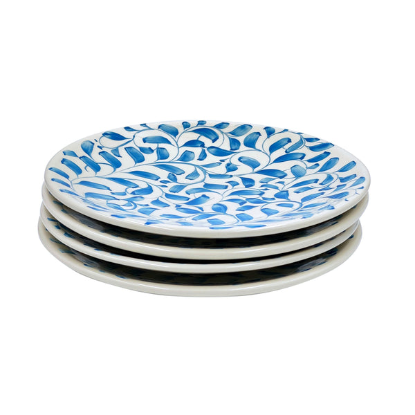 Dinner Plate in Light Blue, Scroll, Set of Four