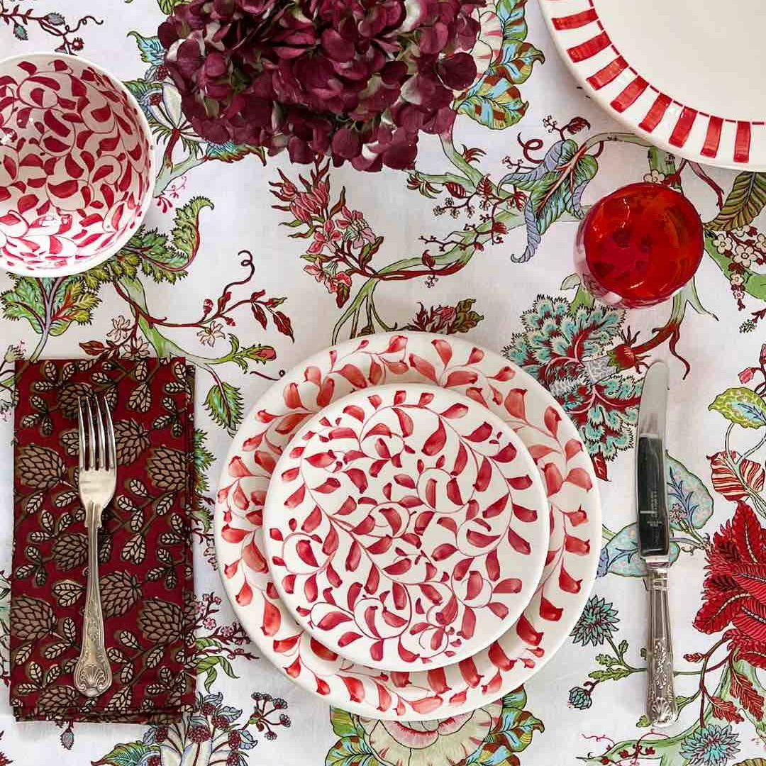 Red Scroll Side Plate