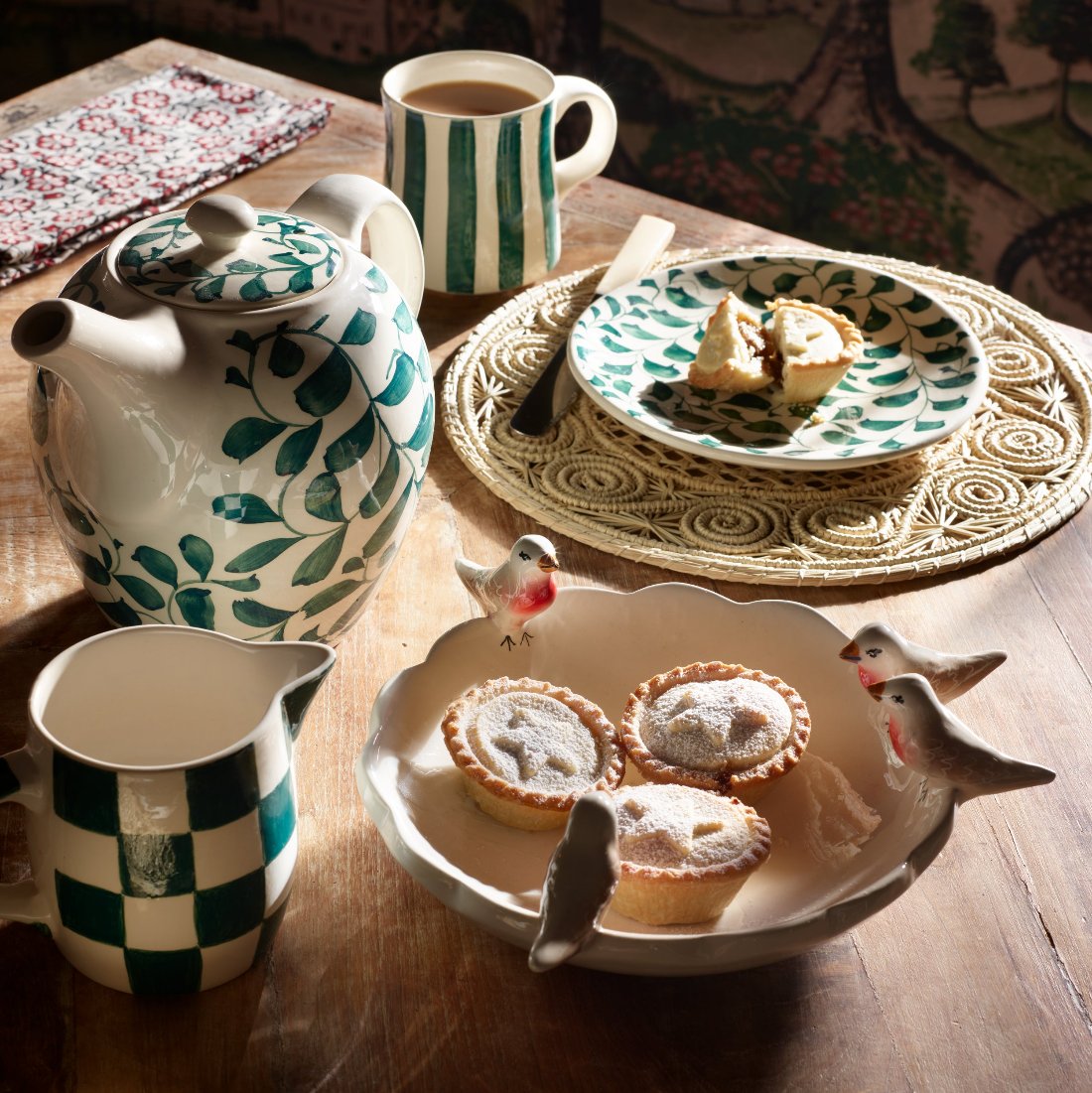 Green Scroll Teapot